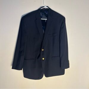 Ralph Lauren Navy Wool Blazer Gold Crest Buttons Men’s 44S